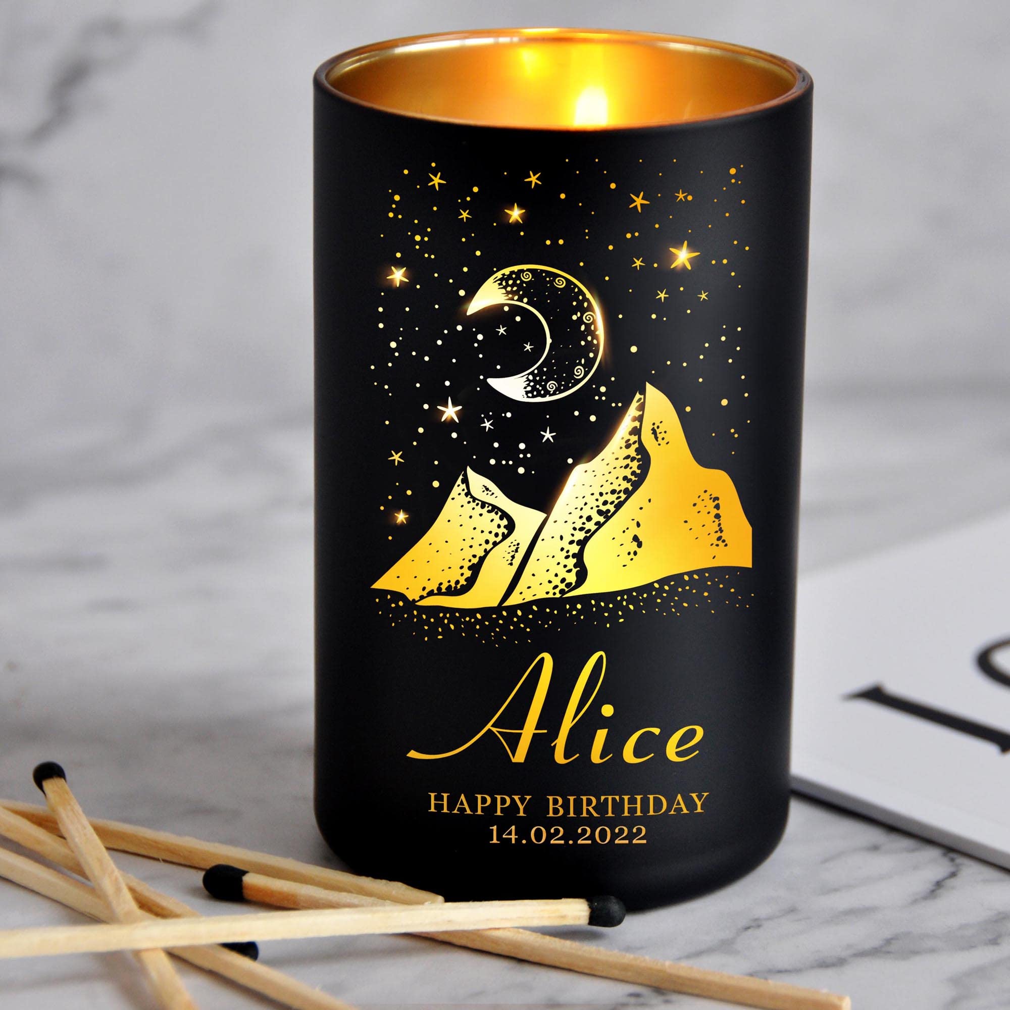 Personalised Candle Orange Blossom Jasmine Amber Gifts for Christmas Birthday Wedding Anniversary Candles Gift for Her Women Him Men from Wife Husband up to 40 Hours Burn Time