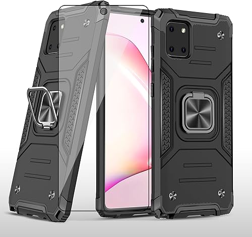 Miniatura 1 de Asuwish Funda para teléfono Samsung Galaxy Note 10 Lite con protector de pantalla de vidrio templado y soporte de anillo delgado híbrido protector