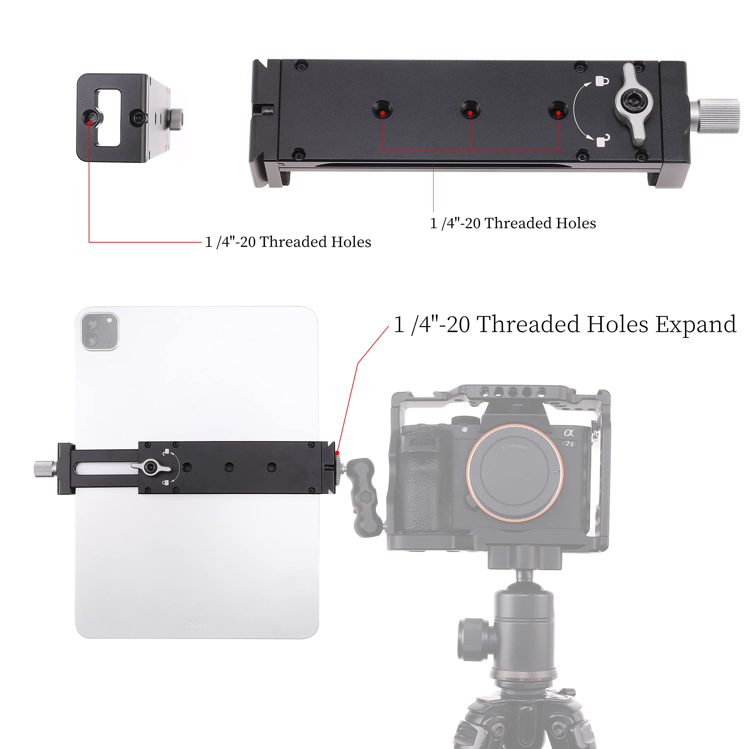 Base In Alluminio 1/4 Maschio/femmina Per Staffa – Adattatore Per Fotocamere E Telefoni Da Parete O Da Tavolo