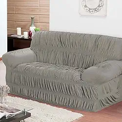 Capa de Sofá Kit 2 Peças 2 e 3 Lugares com 21 Elásticos Fixação Segura em Tecido Malha Gel Cores Vivas (Cinza)