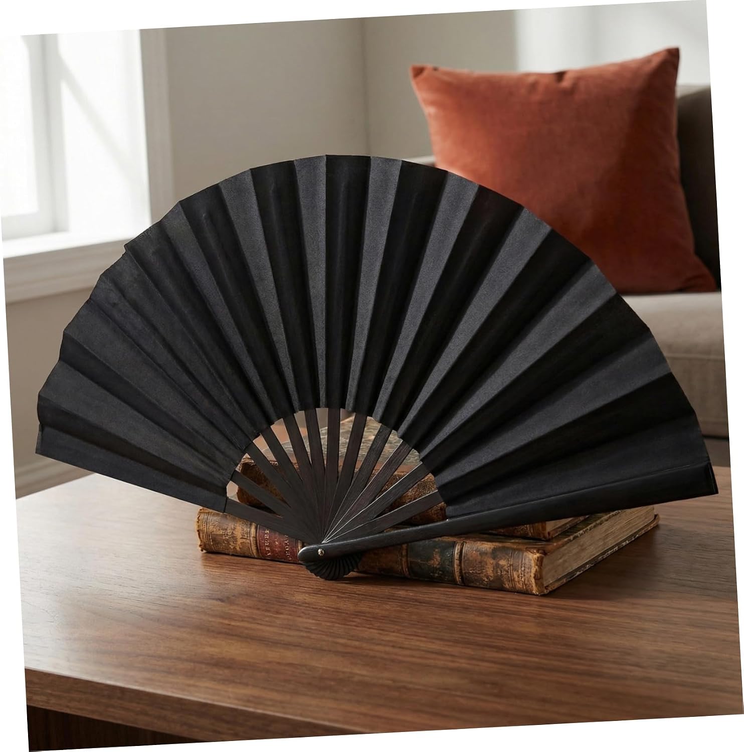 Ciieeo 3 Sets Black Folding Hand Fans for Martial Arts Performance with Quick and Smooth Opening, Easy to Use Abs and Cloth Material Fans with Storage Bag, for Tai Chi Training