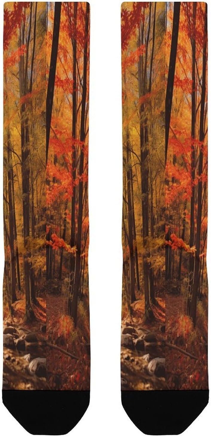 Fall Foliage Compression Socks Soft Knee High Tube Sock Comfort Over-The-Calf Sock Circulation Support Socks for Adult