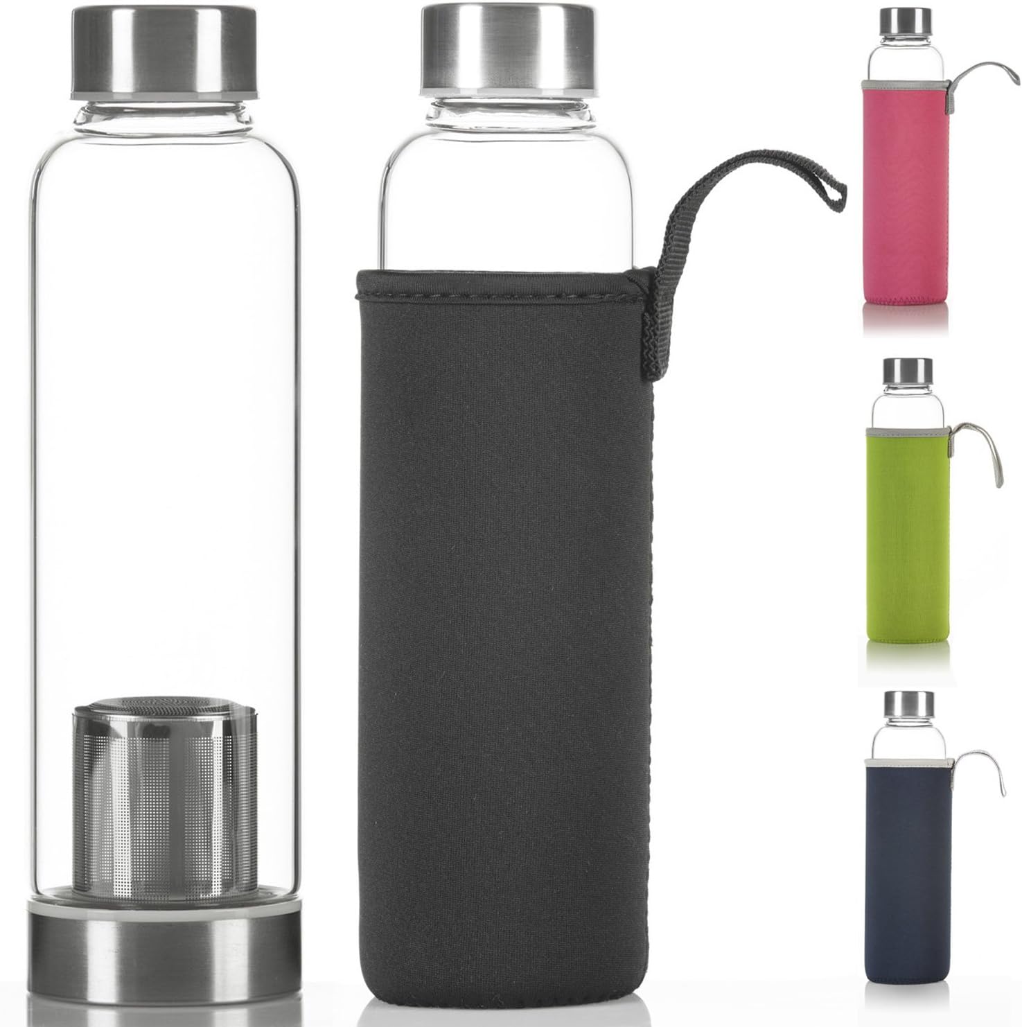 Dimono Classic Glass Water Bottle 600 ml Sports Glass Bottle Water