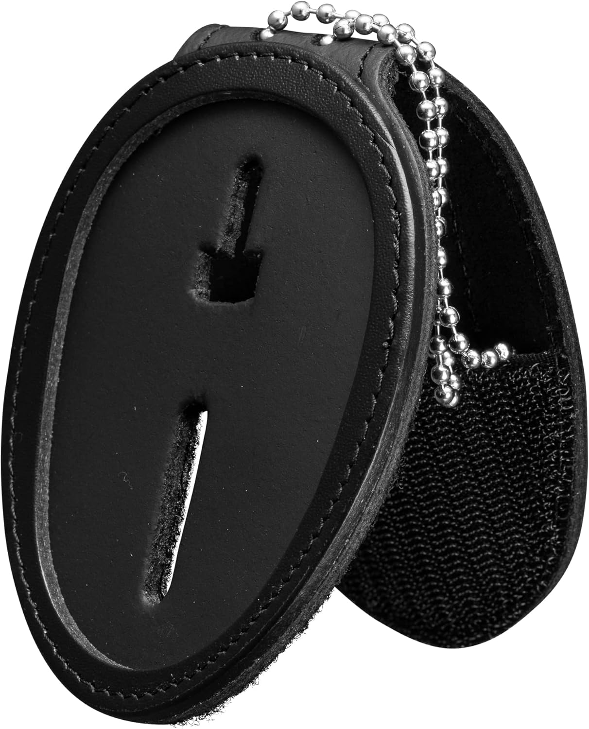 Shield Wallets Austin Texas Police Belt Badge Holder with Neck Chain Black Leather (Cutout #603)