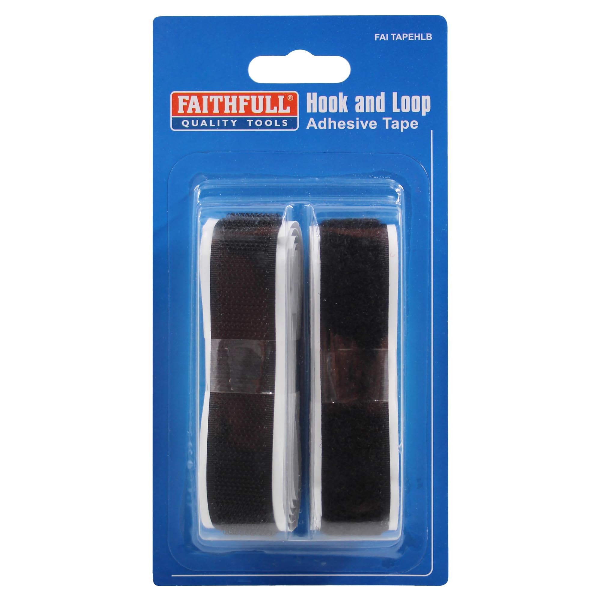 Faithfull FAITAPEHLB Hook & Loop Self Adhesive Tape for Organizing, Fastening, or Securing Items - 20mm x 1M - Black