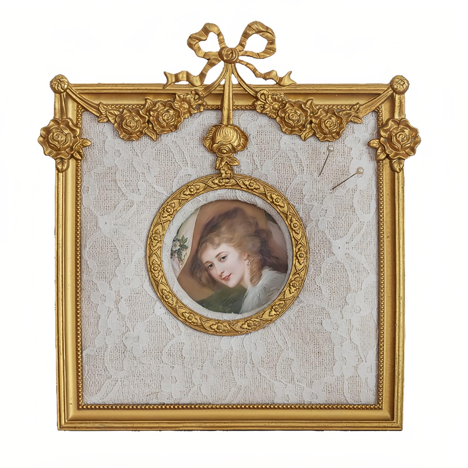 TerkCo Vintage Style Earring Organizer with Ornate Golden Frame, Bow Style Jewelry Tower For Home Decor 20 x 24 inches (Gold 2)