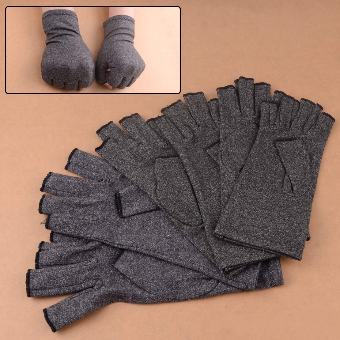 1 par Dedos Artritis Terapia Mano Alivio de los Dolores articulaires compresión Apoyo muñecas Guantes Gris Oscuro algodón y Spandex Large