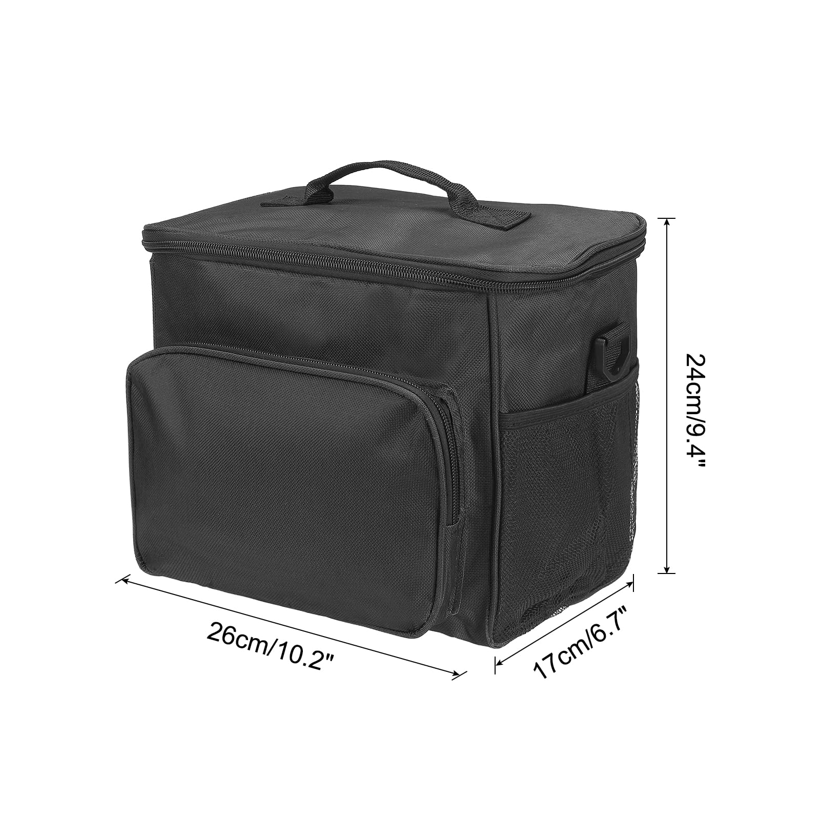 Boîte à déjeuner pour femmes/hommes, sac à déjeuner isotherme, sac fourre-tout thermique, récipient à déjeuner réutilisable 9,4 x 6,7 x 10,2 pouces pour le travail, pique-nique en plein air, noir