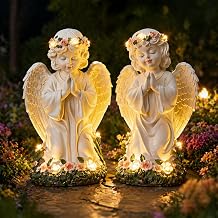 Amyhill 2 Pack Christmas Solar Angel Garden Statues, Gifts for Women Mom