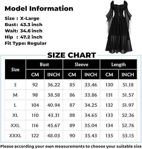 Miniatura 4 de Womens Renaissance Costume Cold Shoulder Butterfly Sleeve Dress Halloween Costumes Christmas Cosplay Party Dress