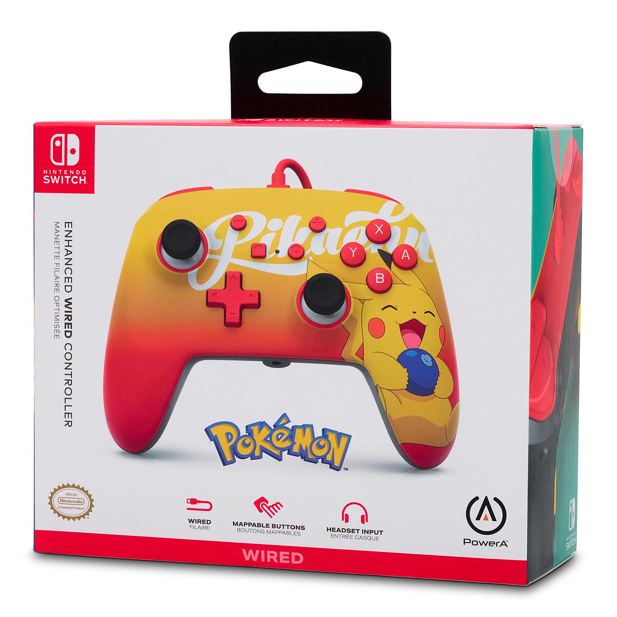 Ulepszony kontroler przewodowy PowerA do konsoli Nintendo Switch - Oran Berry Pikachu
