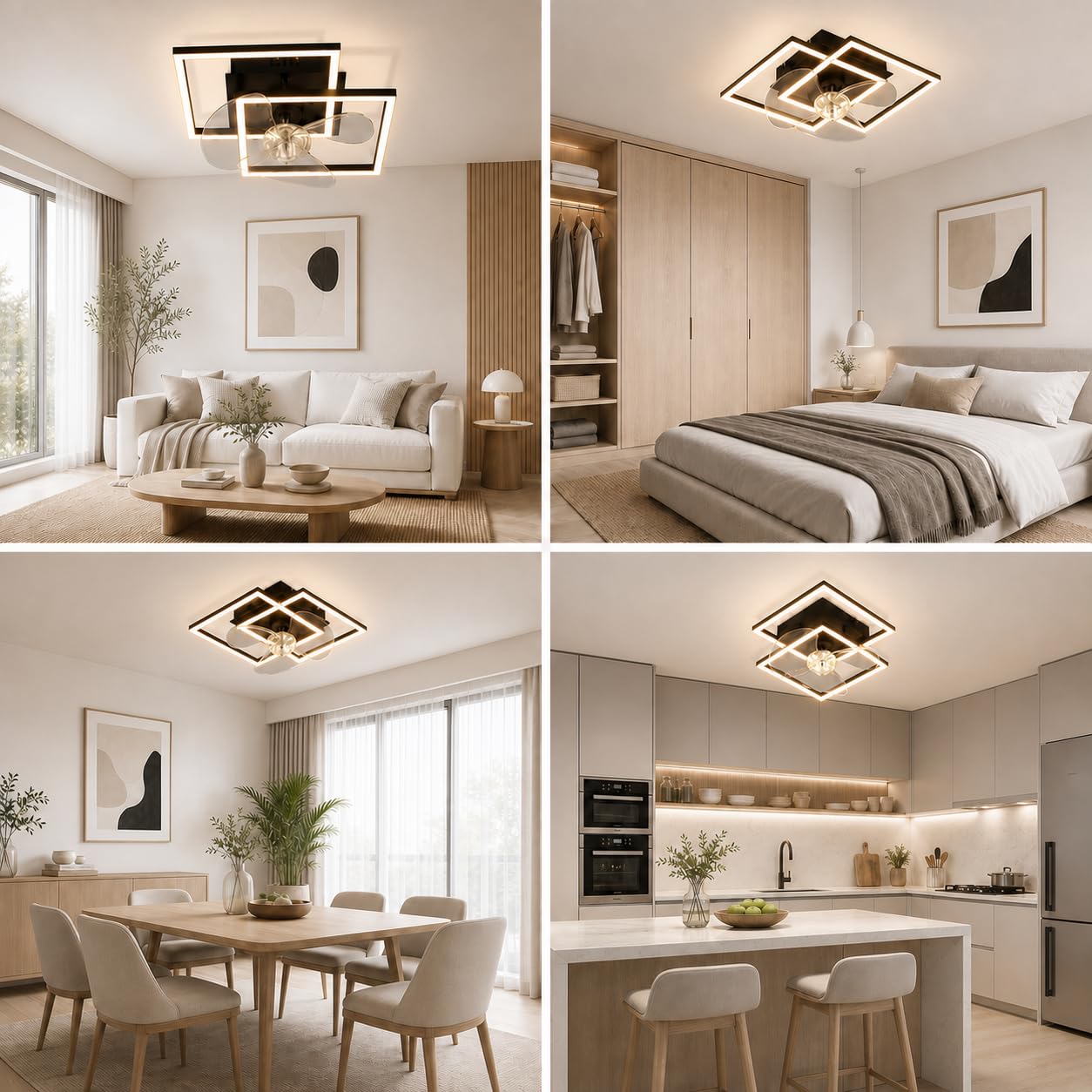 LED Lampe de Plafond Ventilateur Dimmbar Ventilateur Eclairage 29W