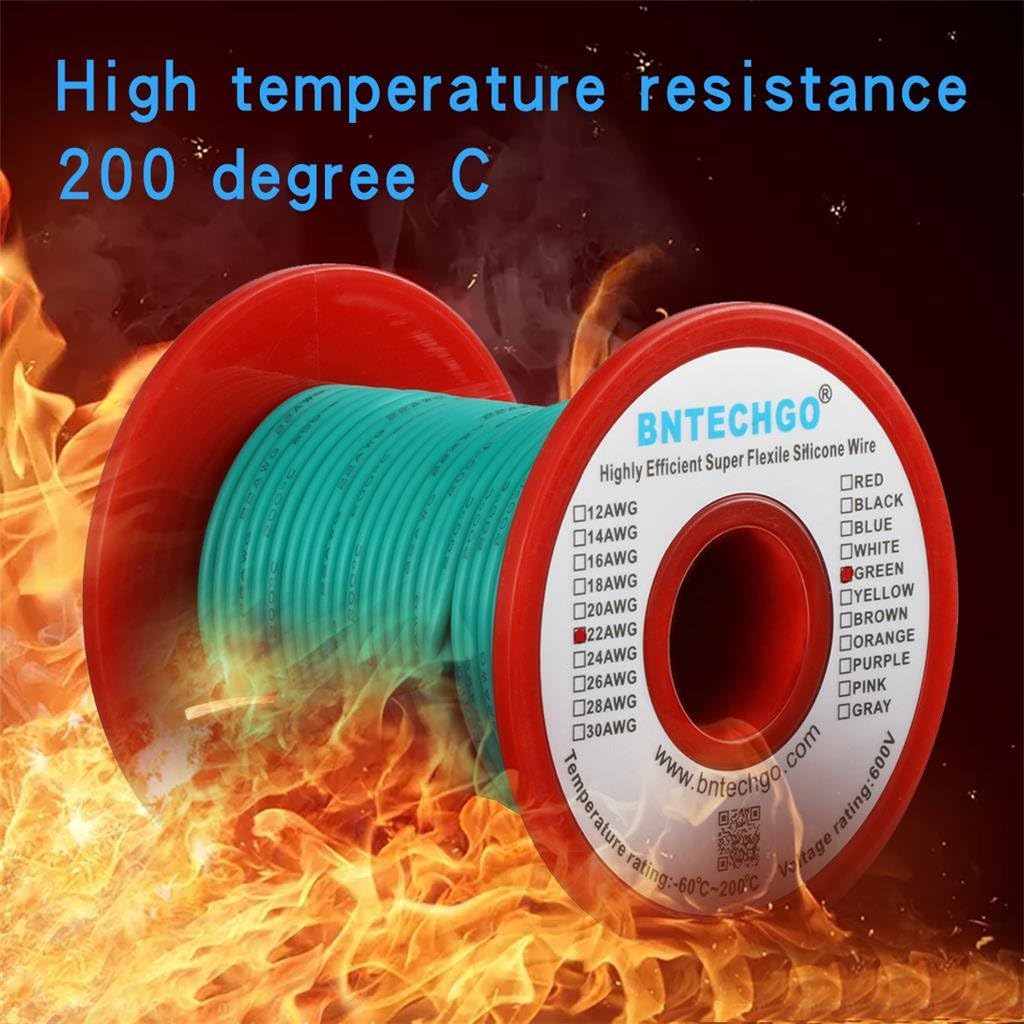 BNTECHGO 22 Gauge Silicone Wire Spool 100 ft Green Flexible 22 AWG Stranded Tinned Copper Wire - Image 5