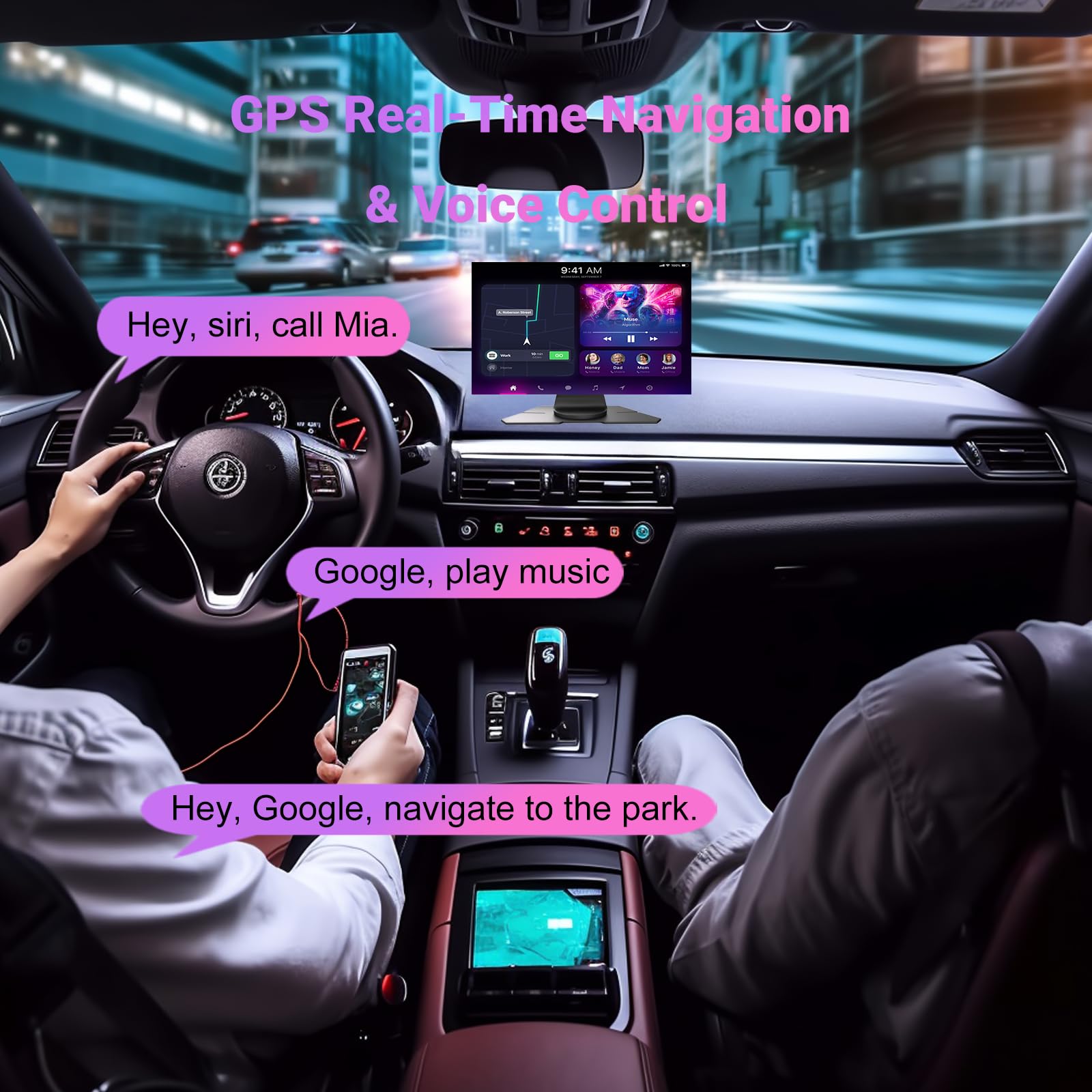 NUOTIAN Carplay Android Auto Wireless, 9" schermo per auto, Telecamera di Retromarcia 1080P, GPS, Ricevitori Audio per Auto, Mirror Link, Controllo Vocale, FM/Bluetooth 5.3, Con Scheda 64GB,4K