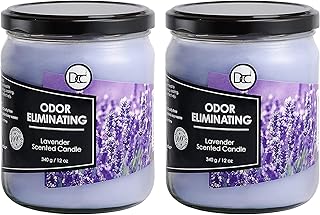Lavender 2 Pack Odor Eliminating Highly Fragranced Candle - Eliminates 95% of Pet, Smoke, Food, and Other Smells Quickly - Up to 80 Hour Burn time - 12 Ounce Premium Soy Blend