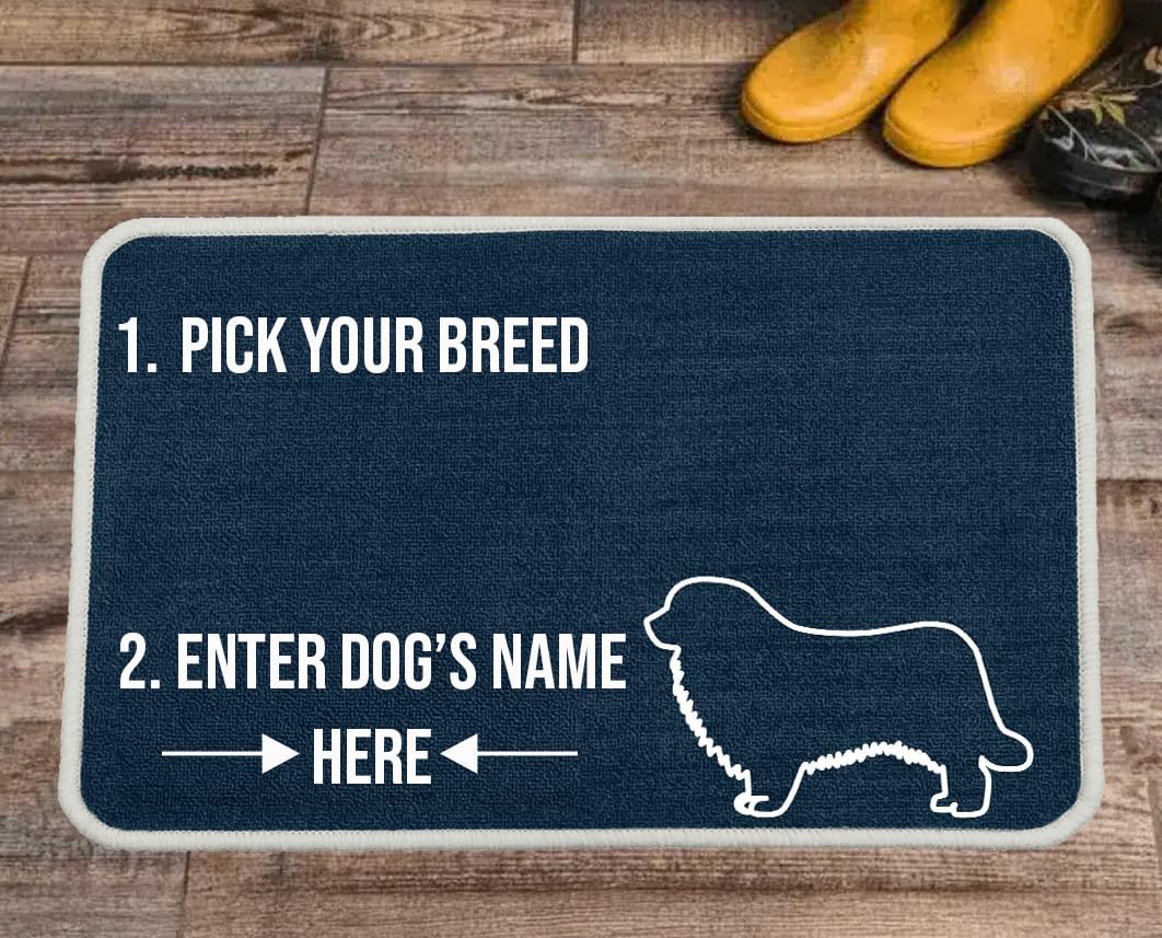 PET REBELLION | Personalised Extra-Large Pet Feeding Mat | Absorbent & Machine Washable | Customisable with Your Pet's Name | Non-Slip Backing | Newfoundland Blue — image 1