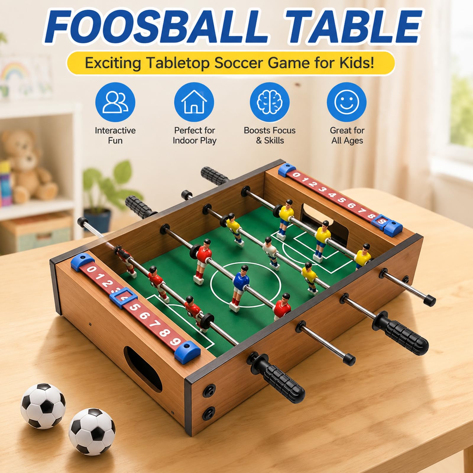 Table Football, 13.5'' Mini Foosball Table Soccer Tabletop