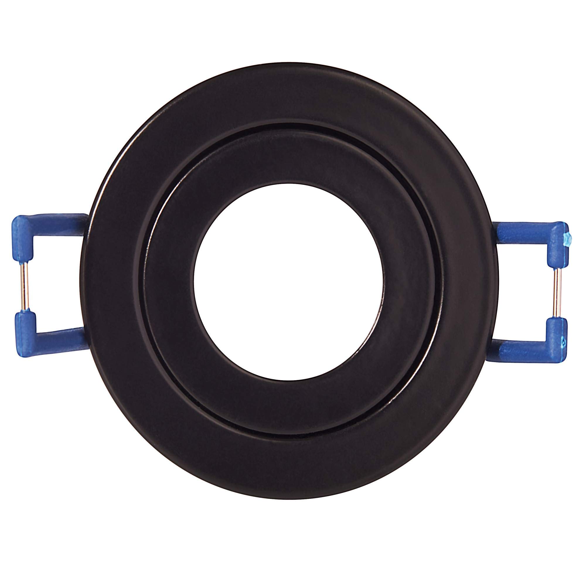 10x Einbaustrahler Rahmen Set Schwarz rund IP-44 für Bad und Außen-Bereich - Einbaurahmen für GU11 MR11 Leuchtmittel 35mm - 40mm Bohrloch Badezimmer Einbau-Spot Strahler Einbauleuchte