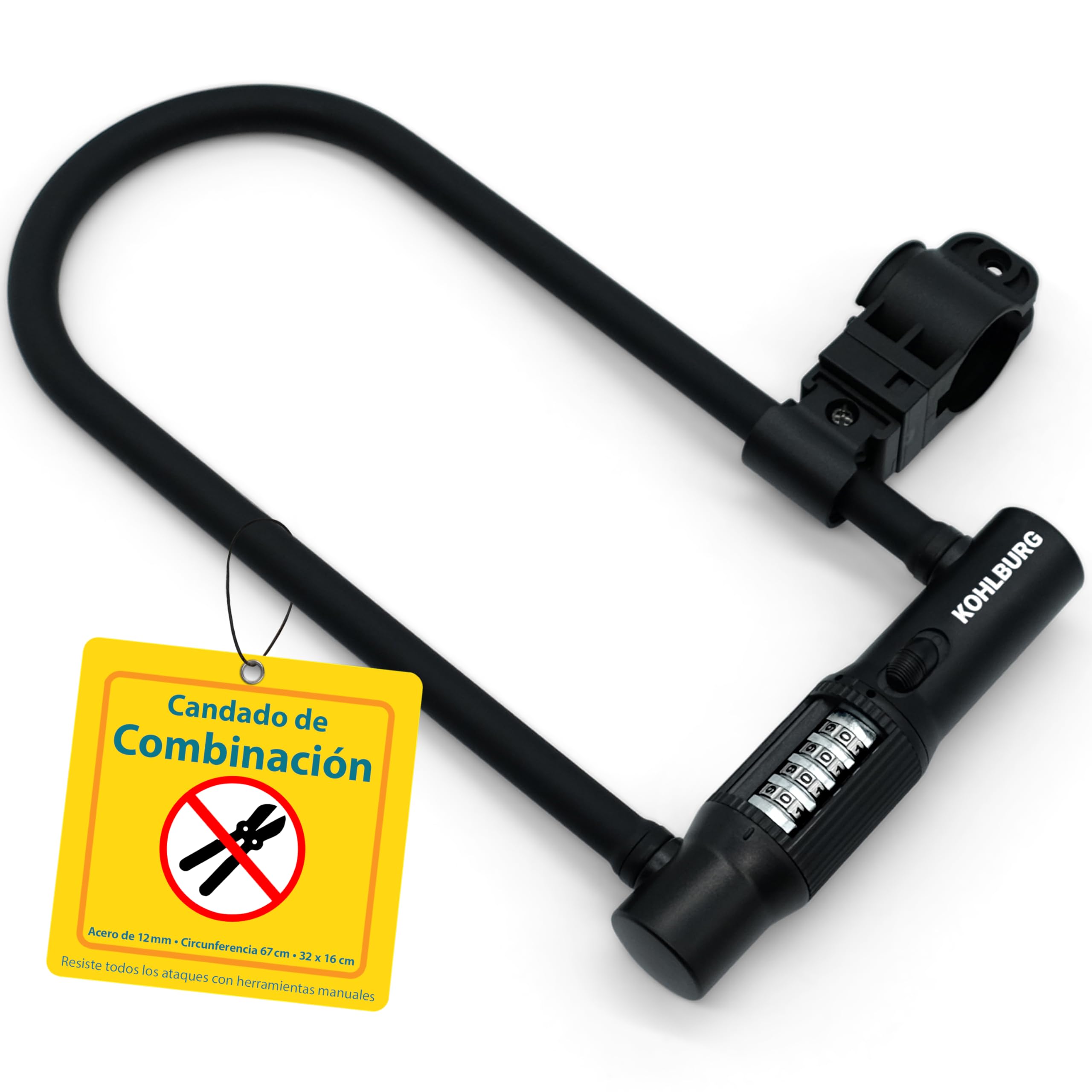 KOHLBURG Antirrobo de horquilla de combinación para bicicleta con soporte