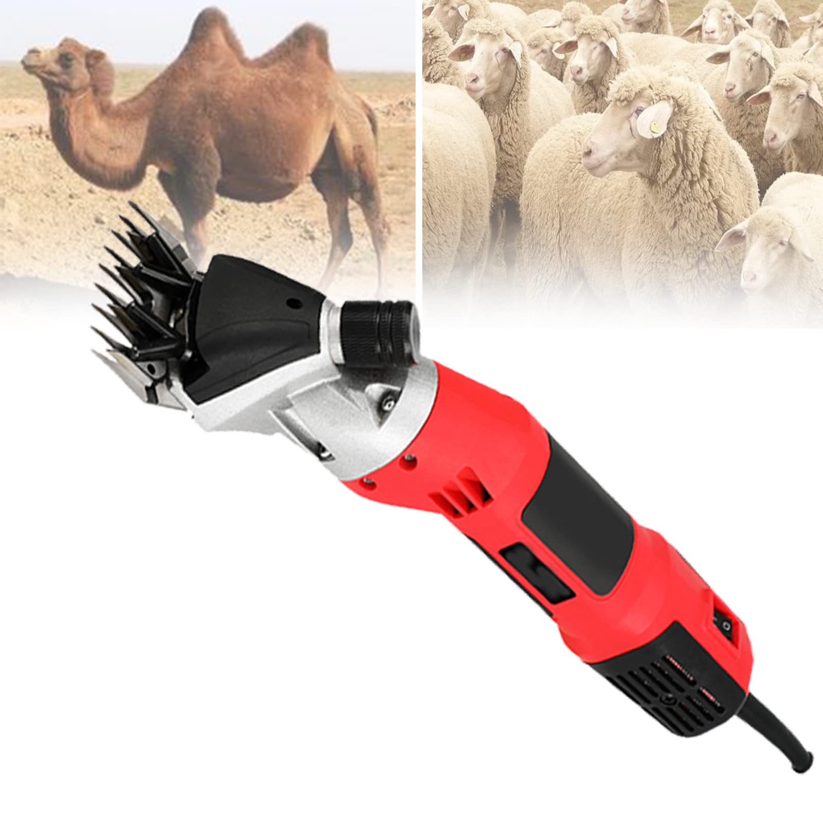 Professionele elektrische tondeuse voor paarden, elektrische tondeuse voor vee met gereedschapskist, haartrimmer, voor paardengeit, ponyvee en grote dikke vachtdieren,Red-220V