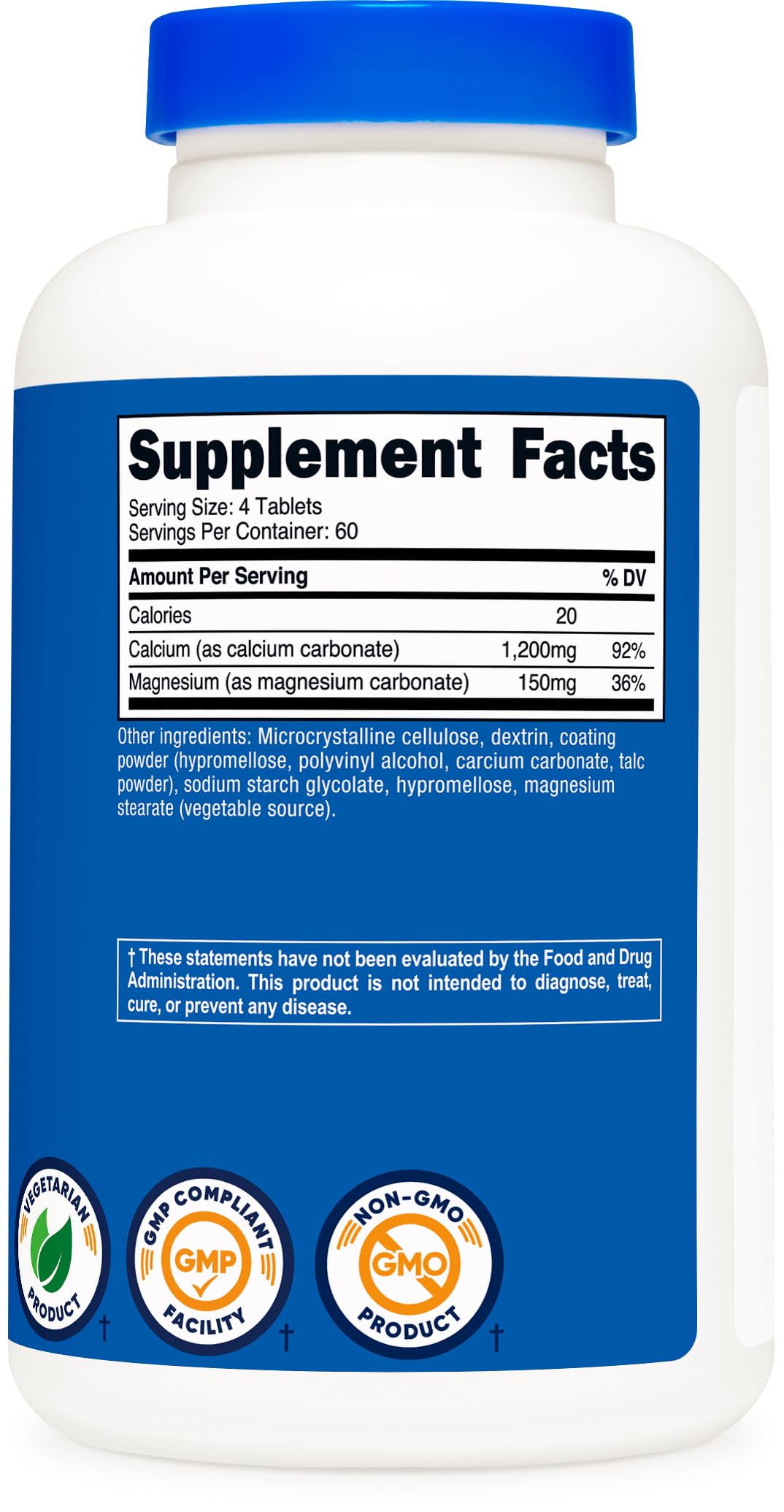 Nutricost Calcium & Magnesium Carbonate 240 Tablets, 60 Servings, GMO-Free — Amazon image 5