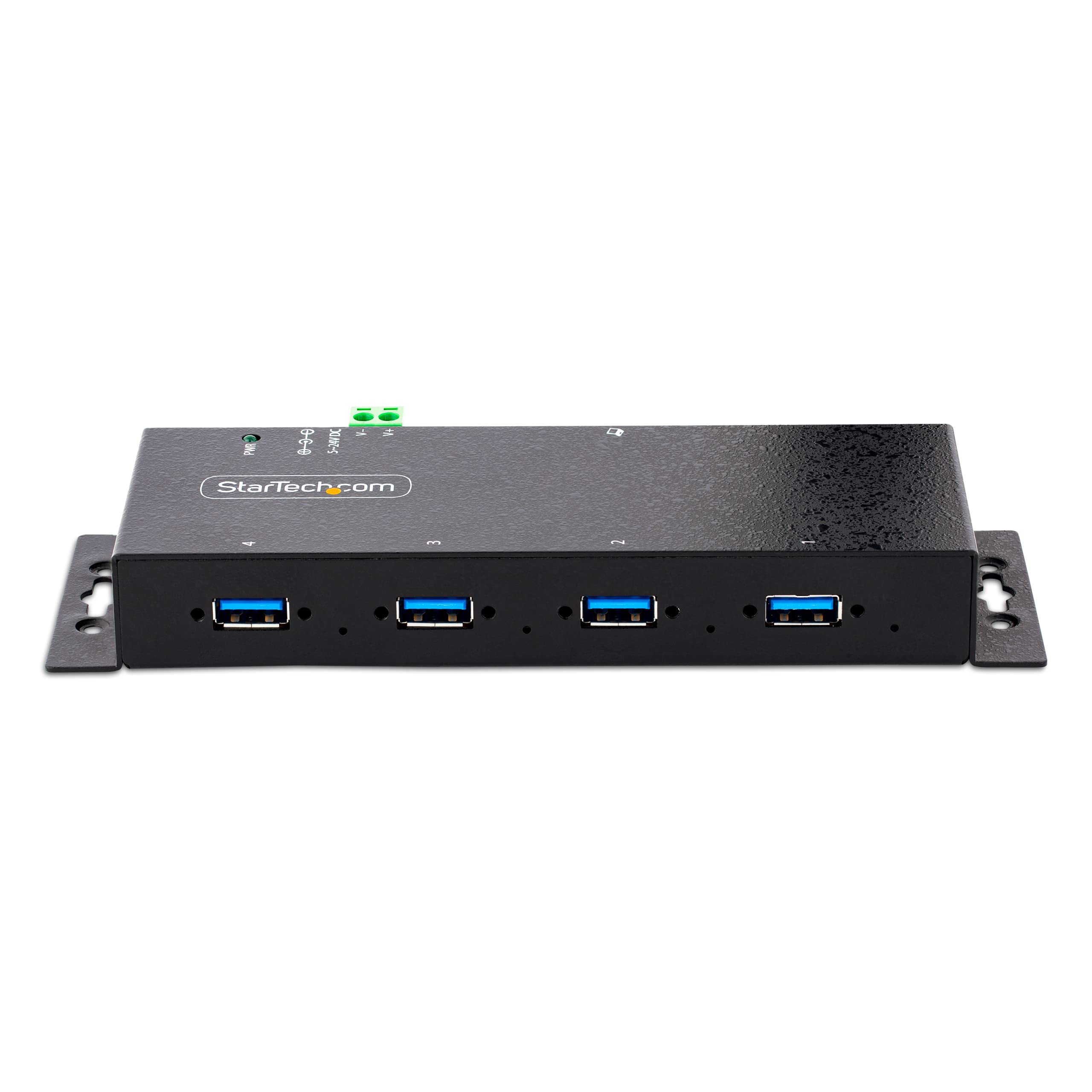 StarTech Hub Industriel USB 3.0 4 Ports 5Gbps, ESD (5G4AINDNP-USB-A-HUB) | Robuste, Montage rail DIN mur bureau, Ports verrouillables, Extension USB, Dock