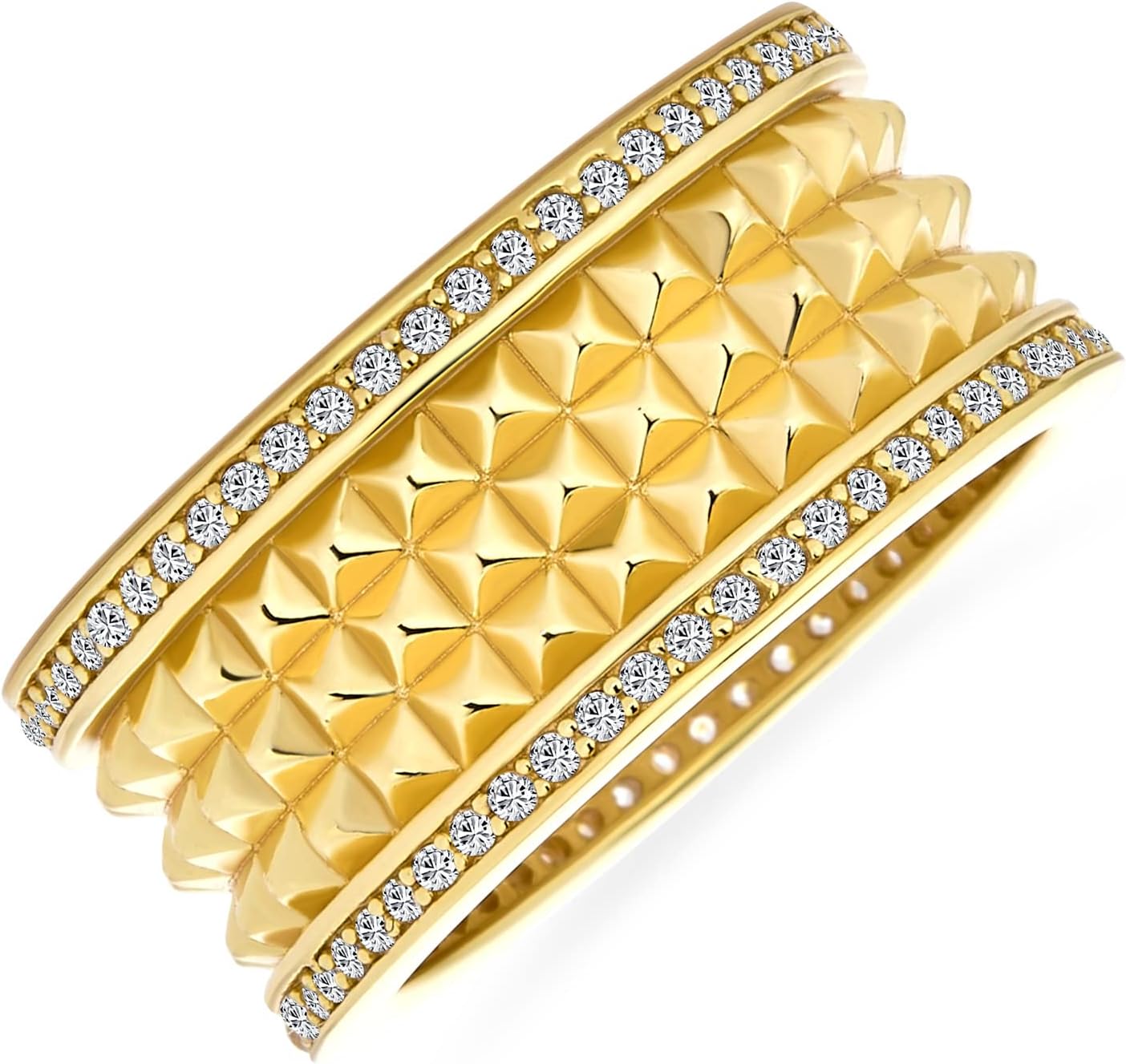 Bling Jewelry Crossover Statement Criss Cross Two Tone Brown Coffee Pave AAA CZ Statement Band Ring For Women Rose Gold Plated Brass