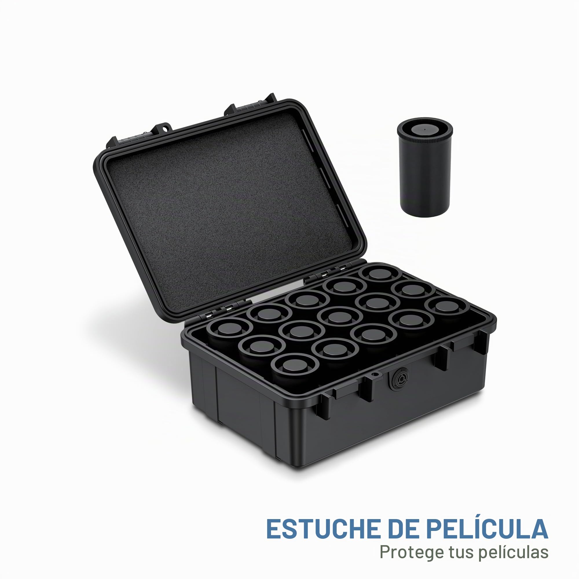 JJC Estuche rígido de almacenamiento de rollos de película de 35 mm con 15 recipientes, IP67, resistente al agua, a prueba de golpes, sellado a la luz, protector de películas negativas seguro