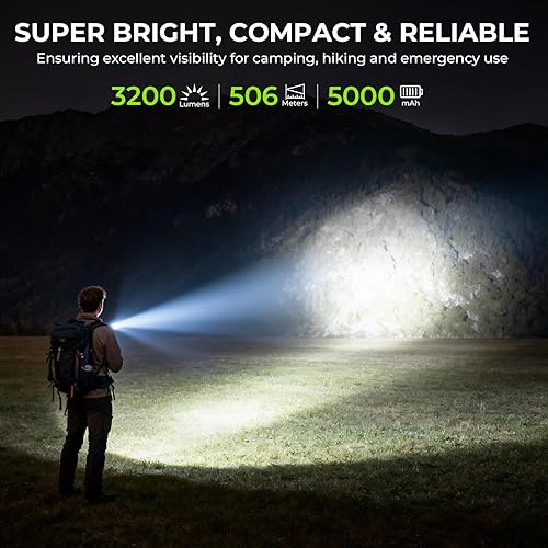 Miniatura 2 de Wurkkos TS28 Linterna LED recargable, 3200 lúmenes, linterna súper brillante con múltiples modos, linterna impermeable IP68 para campamento,