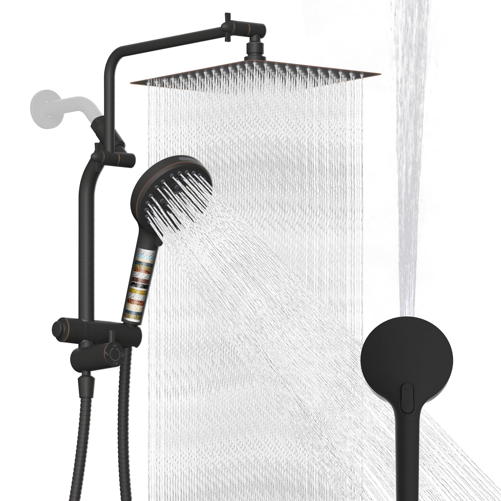 Pommeau de douche à effet pluie contre le calcaire avec filtre et haute pression