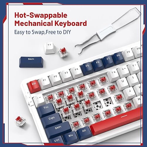 Miniatura 4 de ATTACK SHARK Teclado mecánico inalámbrico K98 96% para juegos, trimodo BT5.02.4GUSB-C con cable en espiral, retroiluminación RGB, intercambiable en