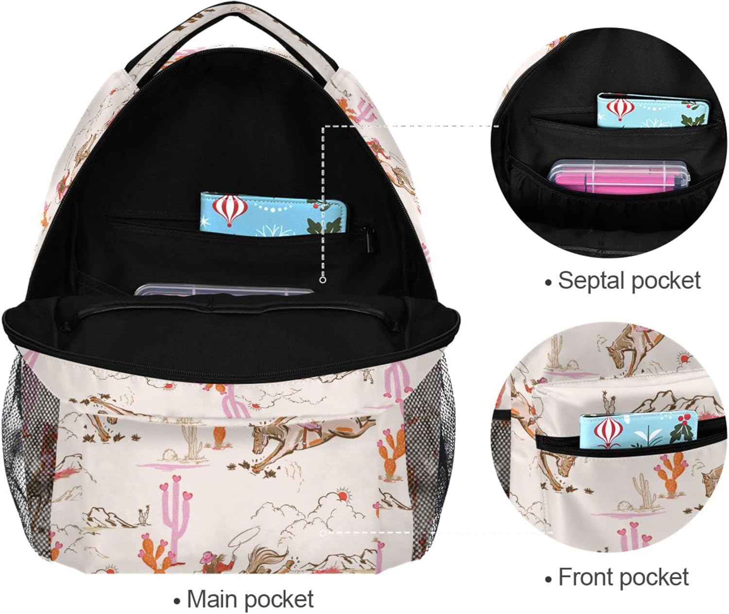 Fisyme Cowgirl Western American Laptop Backpack Bag Bookbag Casual Travel Hiking Computer Notebooks Daypacks