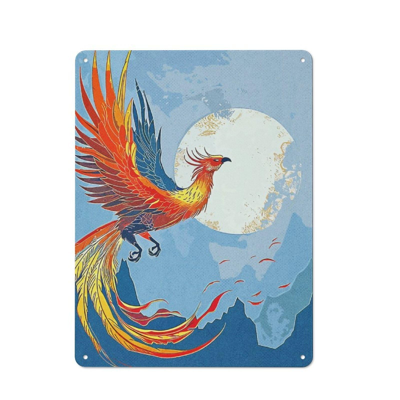 Junmoney Space Phoenix Vintage Tin Sign 40X30cm With For Garage Or Workshop, For Kitchen, Dining Room And Home Bar Wall Decor