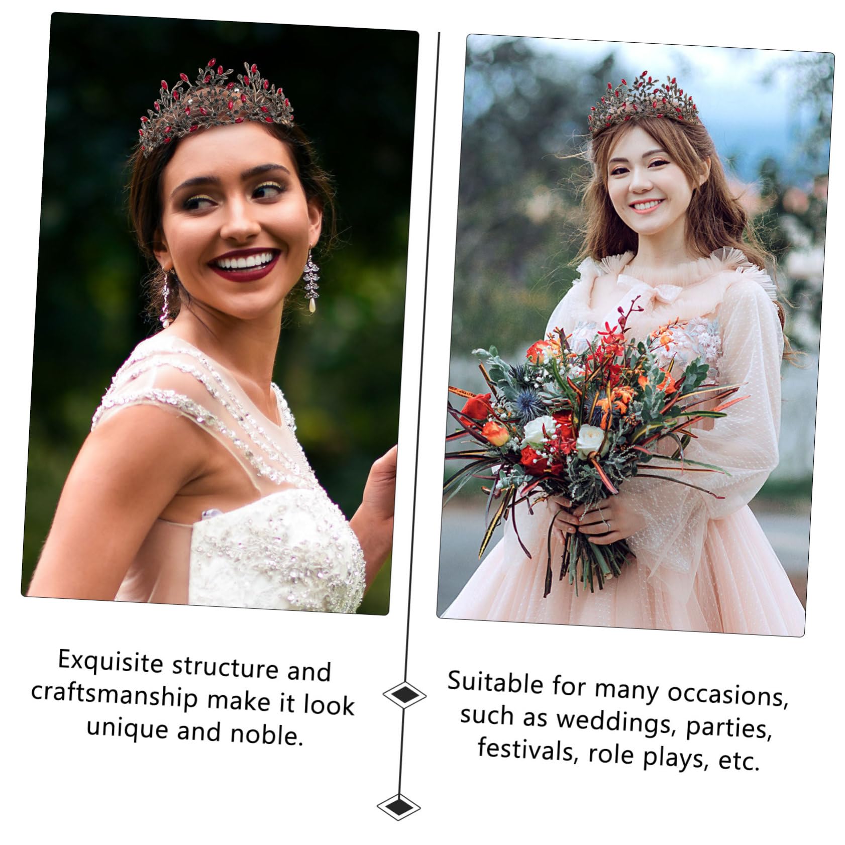 Amosfun 3 Piezas Tiara Nupcial De Diamantes Negros Para Mujer Princesa De Cristal Negras Para Mujer Accesorios Para El Cabello Para Mujeres Aleación Elegante Joya Novia