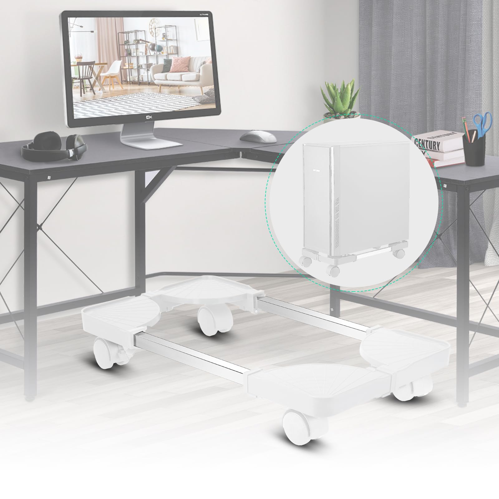 Stand De CPU Mobile, Support D'unité Centrale, Tour D'ordinateur Réglable Stands Avec 4 Roues