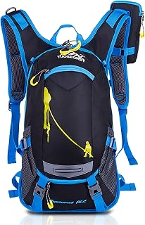 Mochila de ciclismo com capa de chuva Mochila de hidratação resistente à água com rede de capacete para corrida ciclismo caminhada ciclismo camping Blue