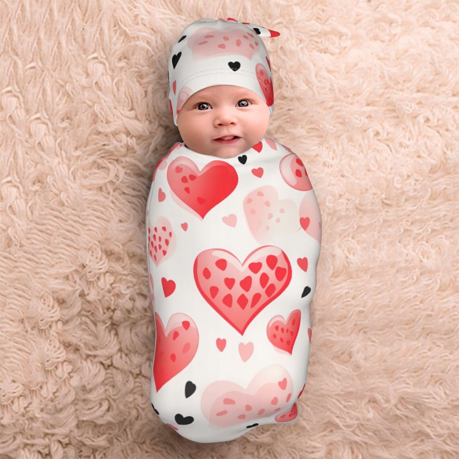 3d Cuore Swaddle Coperta E Cappello Set Per Neonati Avvolgere Accogliente Per Neonati Bambino Comfort 29x53 cm