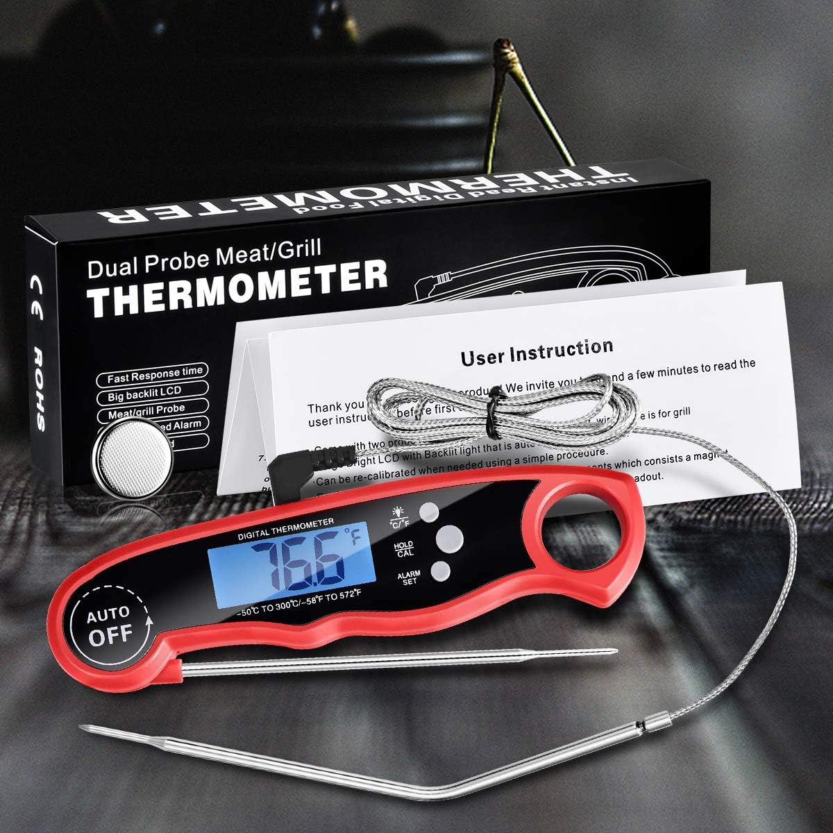 Best Cyber Deals 🔥 Meat Thermometer Instant Read Food Thermometer for Grilling Dual Probe Digital Ultra Fast Thermometer with Backlight and Alarm Function for Outdoor Cooking, BBQ Black Friday - 40% OFF Meat Thermometer Instant Read Food Thermometer for Grilling Dual Probe Digital Ultra Fast Thermometer with Backlight and Alarm Function for Outdoor Cooking, BBQ