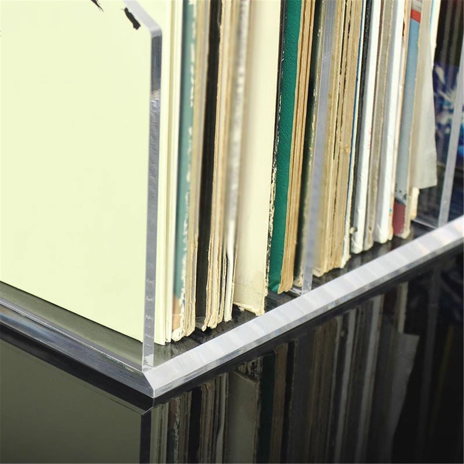 Rack per dischi Scaffale espositivo for dischi in vinile in acrilico a tre livelli, scaffale for album e libri