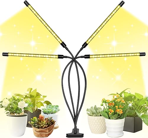 Miniatura 7 de Luces LED de crecimiento, 4 cabezales, rojo, azul, blanco, espectro completo, luces de plantas con abrazadera para plantas de interior y arranque de