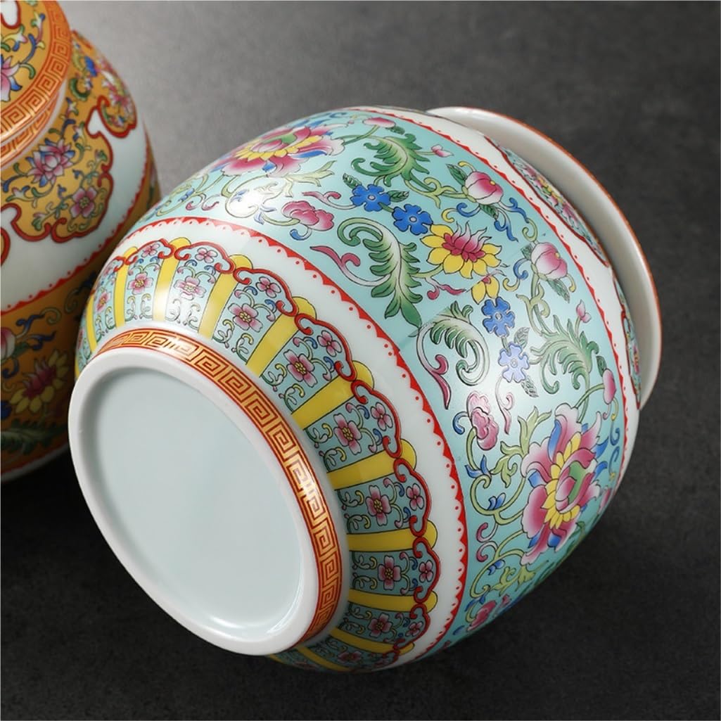 CMBSSTFC Słoik na cukier Ceramiczny sypki słoik do przechowywania herbaty Kolor emalii Ceramiczny chiński styl retro Zamknię słoik Słoik do przechowywania żywności w kuchni Pojemnik na herbatę (kolor: