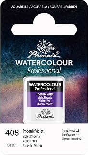 PHOENIX Professional Watercolor Paint - Single Watercolor Half Pan - Phoenix Violet 408