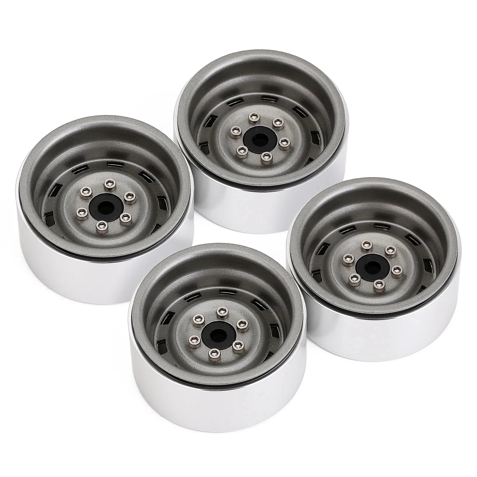 RC Pneus Jante Compatible avec Axial pour SCX10 90046 TRX4 pour Voiture sur Chenilles 1/10 RC, Plat Profond 1.9, Jante De Roue À Billes, Décalage Négatif, Moyeu Métallique De 8.9mm