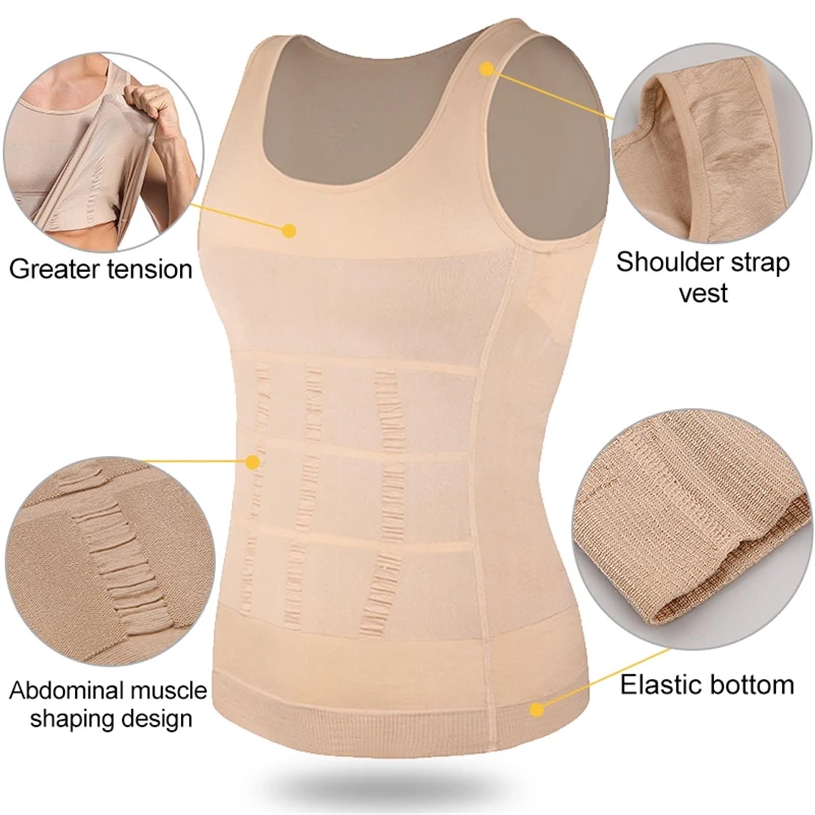 Chaleco moldeador para hombre, adelgazante, para abdominales, para gimnasio, entrenamiento, control de abdomen, compresión, sin mangas, moldeador de cuerpo para hombre