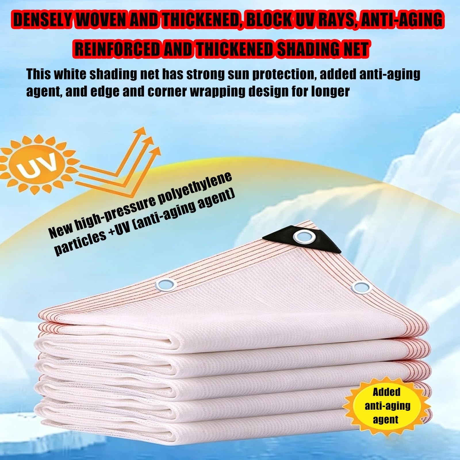 85% Malla Sombra Resistente - Tela Sombreadora Extra Densa de HDPE con Ojalillos Cada 50cm, Costura Reforzada de 6 Bordes, Cubierta Exterior para Patio Jardín Planta Coche Refrigeración(4.0x5.0m)