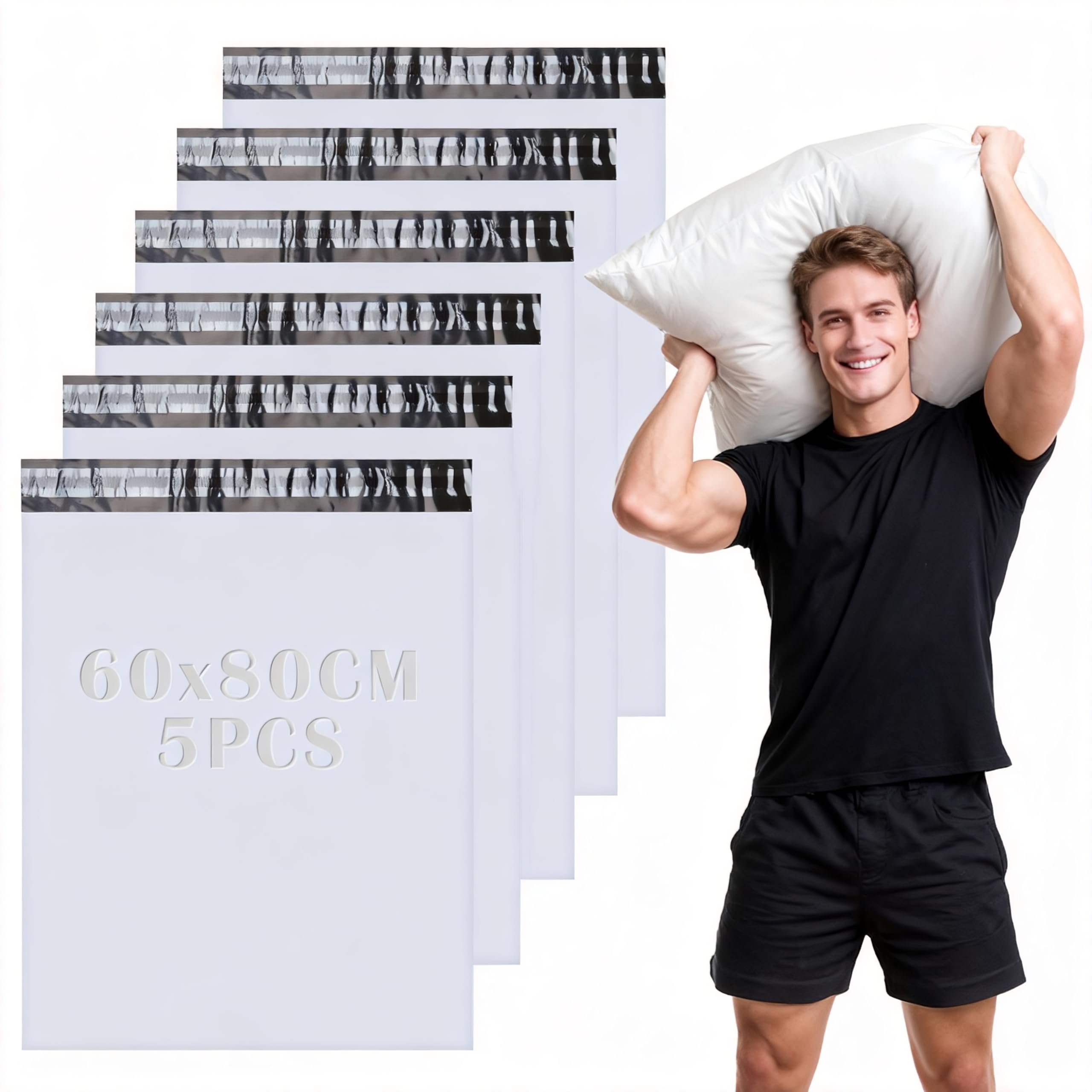 5PCS Bolsas para Envíos 80x60cm Sobres para Envios Sobres de Correo Nuevo Material Bolsa Sobres de Plástico Opacos Blancos Bolsas Envio Vinted para Chaqueta Manta Pequeña Embalaje Caja de Zapatos