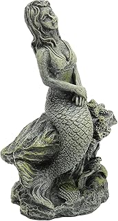 Jopwkuin Fish Mermaid Statue, Beautiful Ornament Resin Simulation Fish Mermaid Decor, Fish Tank Mermaid Statue, for Aquarium Decorations
