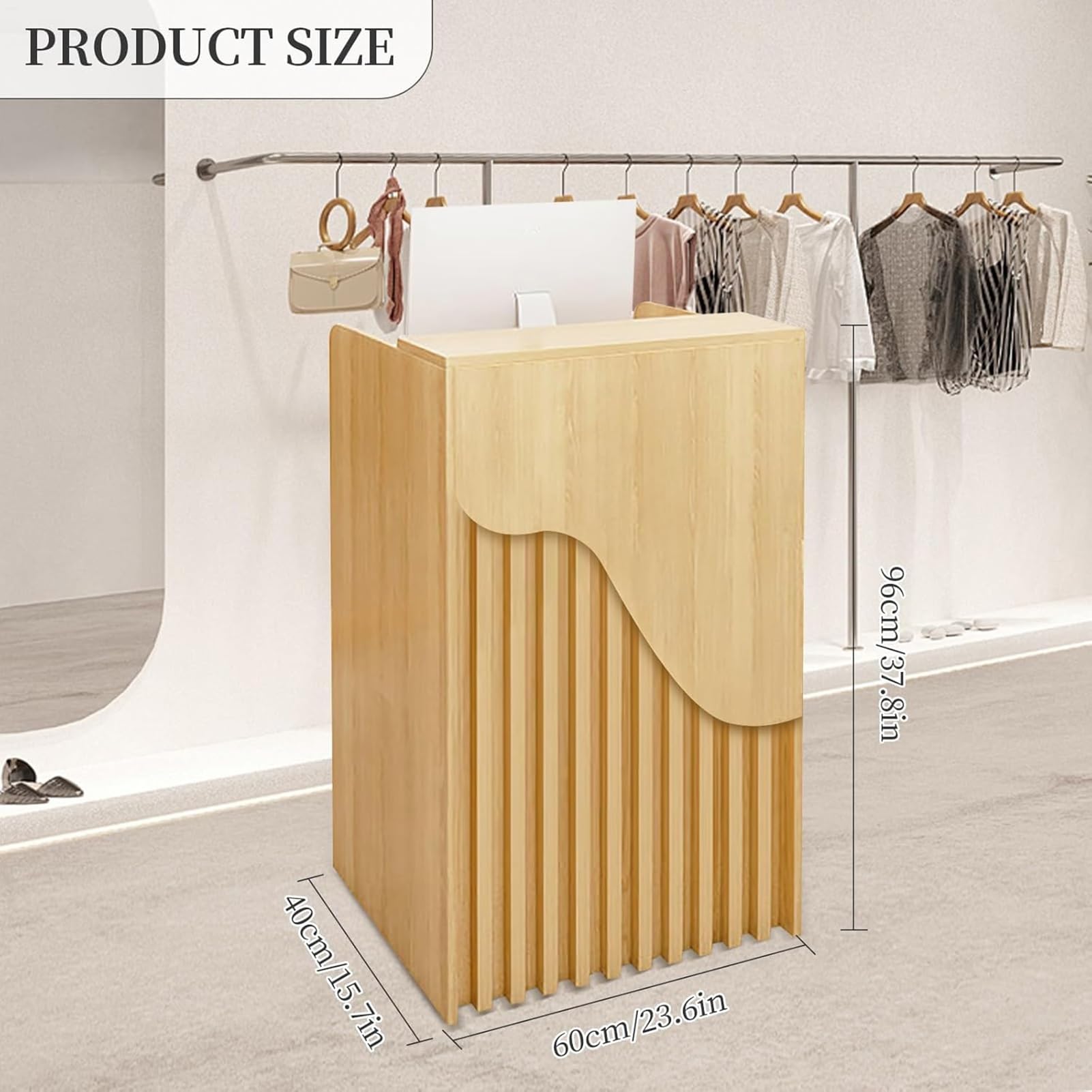 Mostrador De Recepción Pequeño, Moderno Mostrador De Oficina, Mesa De Recepción De 96 Cm, con Cajón con Cerradura, para Caja, Vestíbulo, Salón Y Área De Recepción