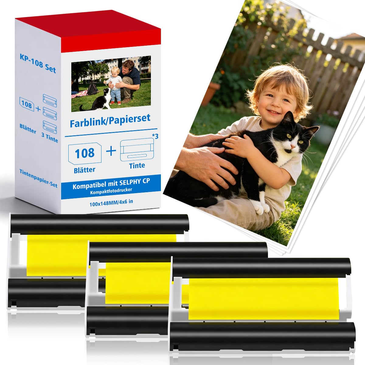 Kompatibel für Canon Selphy CP1500 Fotopapier CP1200 CP1300, KP-108in