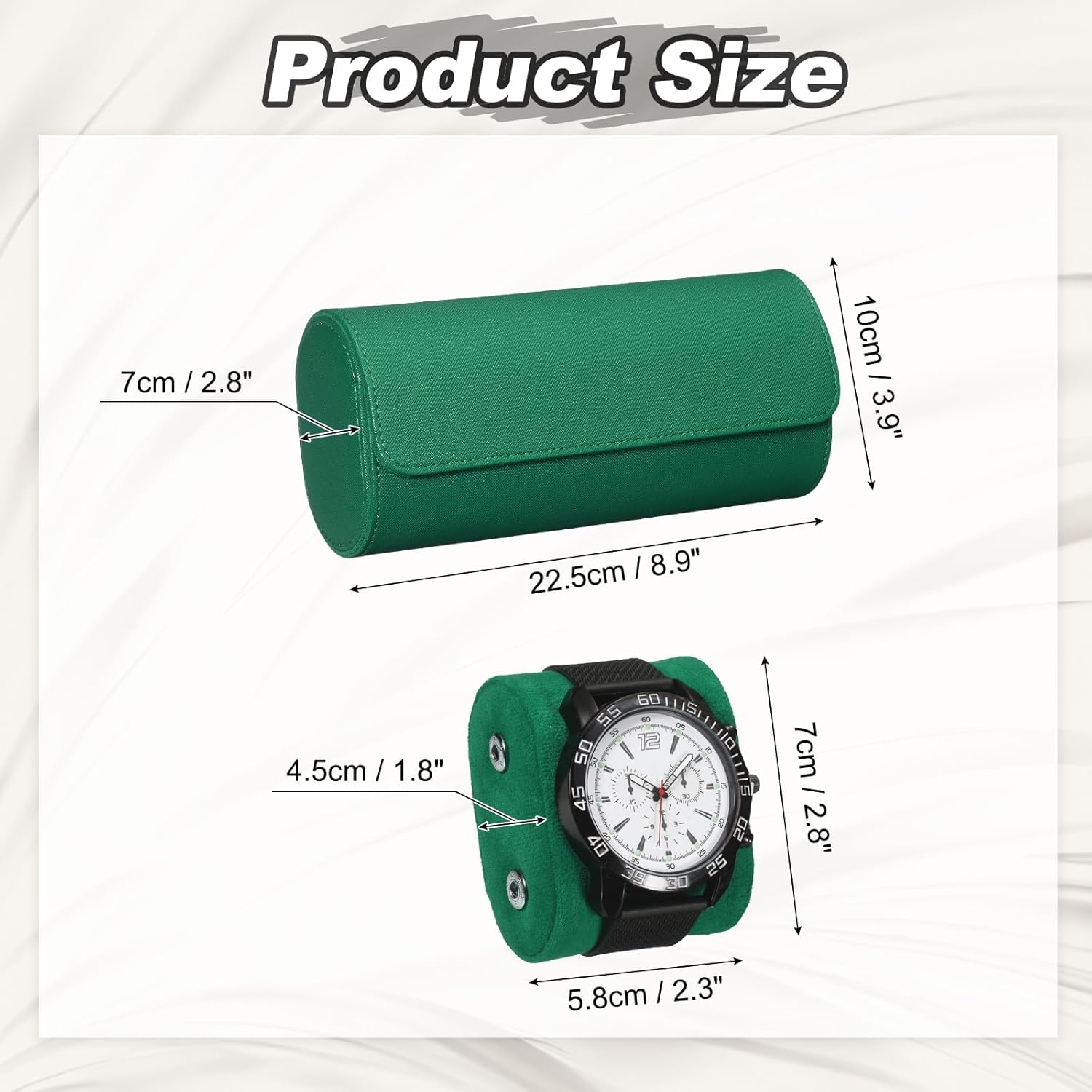 PATIKIL Watch Roll Travel Leather Case, Portable 3 Watch Roll Box with Pillow for Men Women Home Storage Display Gift Storaging Organizer, Green
